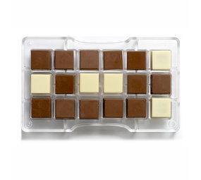 Decora Polycarbonaat chocoladevorm, vierkantjes, 18 holtes