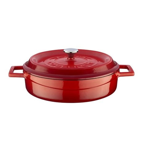 Lava Geëmailleerde gietijzeren lage braadpan 24cm 2.47L rood