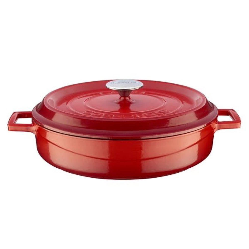 Lava Enameled cast iron low casserole 28cm 3,51L red