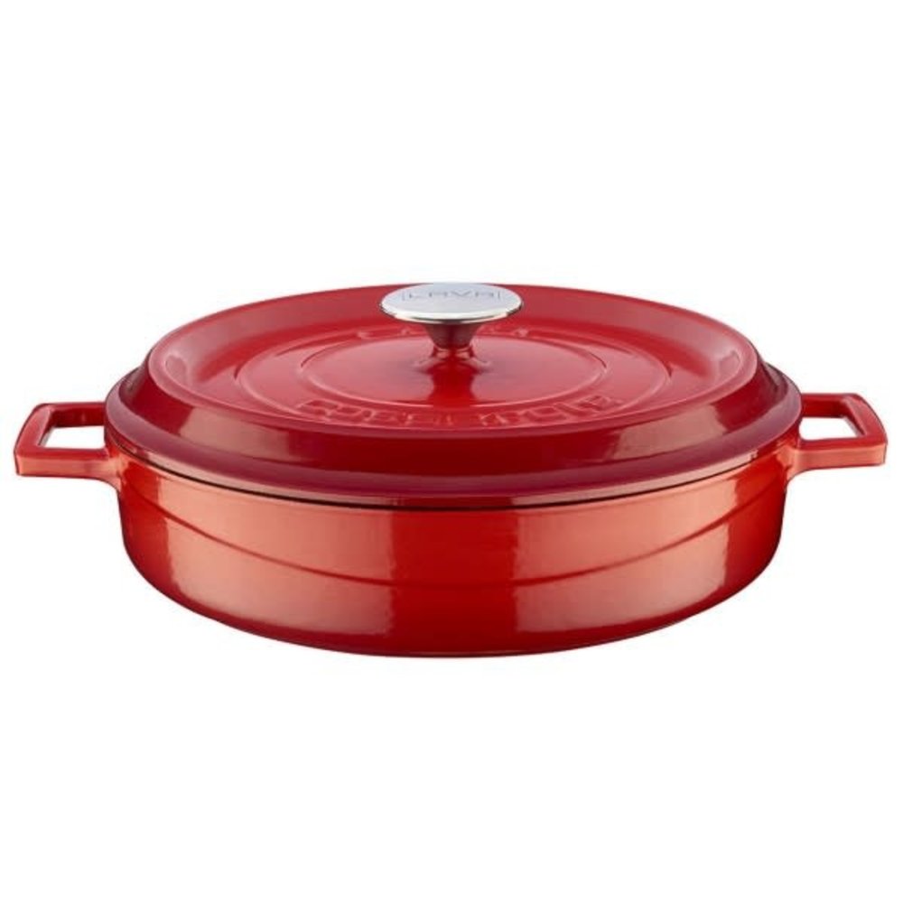 Lava Enameled cast iron low casserole 32cm 5,66L red