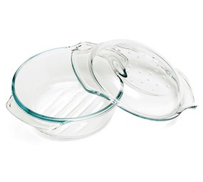 Round glass casserole with cover 2,4L 22x10cm Round glass casserole with cover 2,4L 22x10cm
