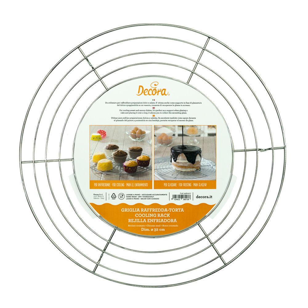 Decora Non-stick metal round cooling rack for cakes and bakes, 32 cm diameter Decora Non-stick metal round cooling rack for cakes and bakes, 32 cm diameter