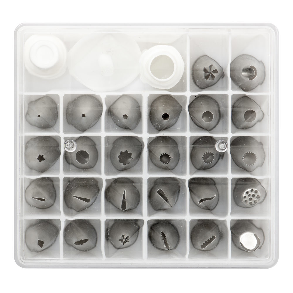 Decora Professionele spuitset met 26 spuitmondjes, 2 koppelstukken, bloemspijker en organizer