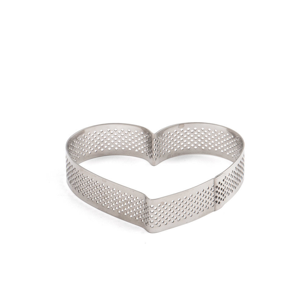 Decora Perforated stainless steel tart / pastry ring heart 10x9x2cm