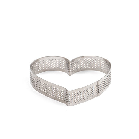 Decora Perforated stainless steel tart / pastry ring heart 10x9x2cm
