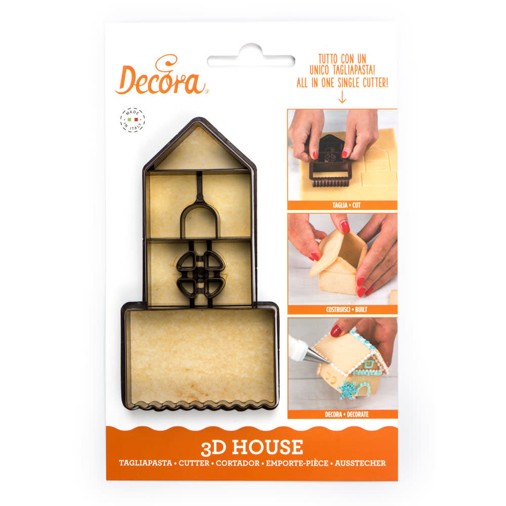 Decora Koekjesuitsteker 3D huisje met deur- en raamafdruk