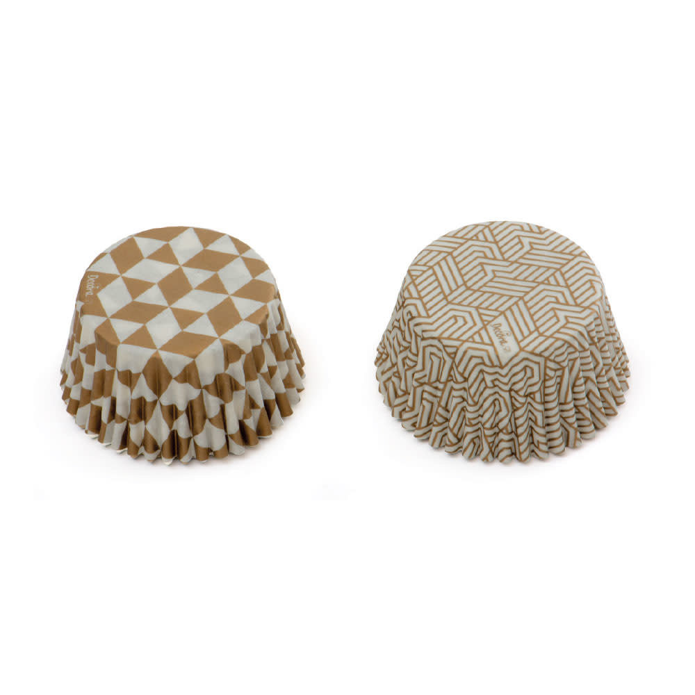 Decora Geometric gold paper baking cups for muffins and cupcakes, diam. 50 mm, pack of 36