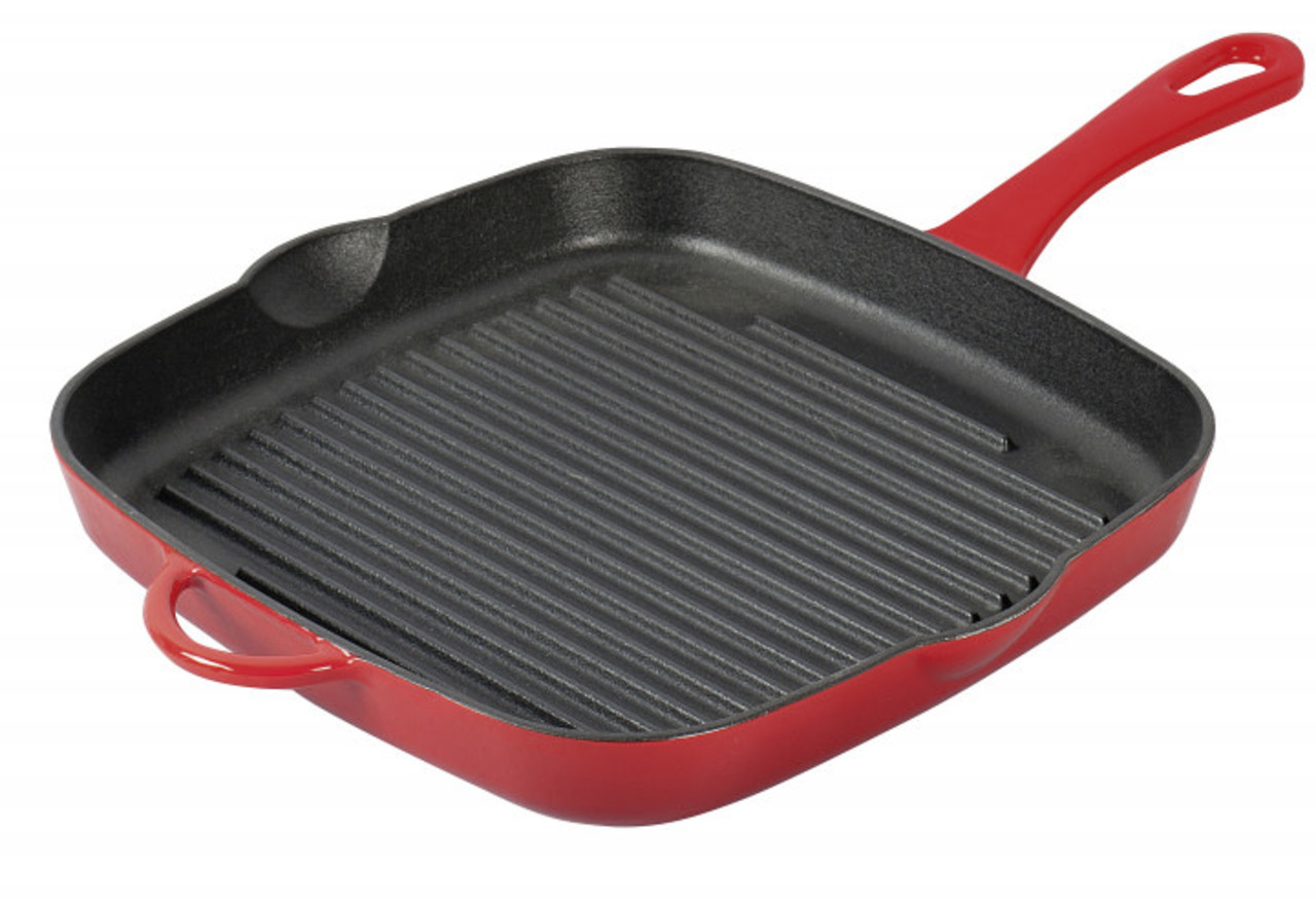 Küchenprofi Geëmailleerd gietijzeren grillpan 26cm rood Küchenprofi Geëmailleerd gietijzeren grillpan 26cm rood