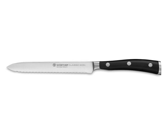 Wüsthof Classic Ikon serrated utility knife 14cm / 5” Wüsthof Classic Ikon serrated utility knife 14cm / 5”