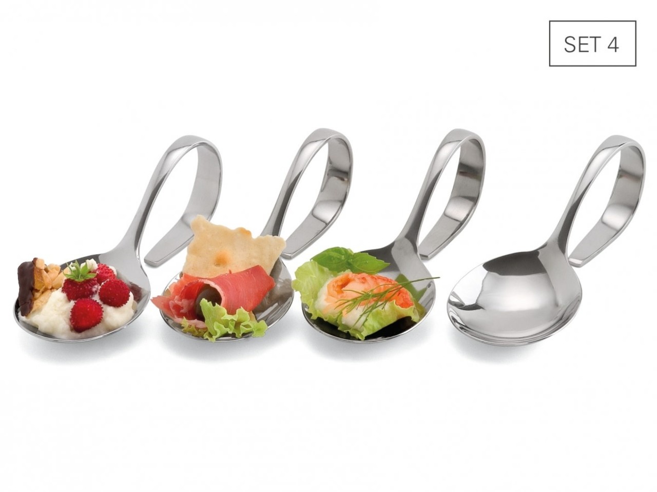 Weis 4 stainless steel amuse bouche spoons Weis 4 stainless steel amuse bouche spoons