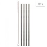 Weis 4 rechte RVS rietjes 10mm