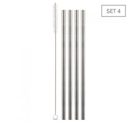 Weis 4 rechte RVS rietjes 10mm