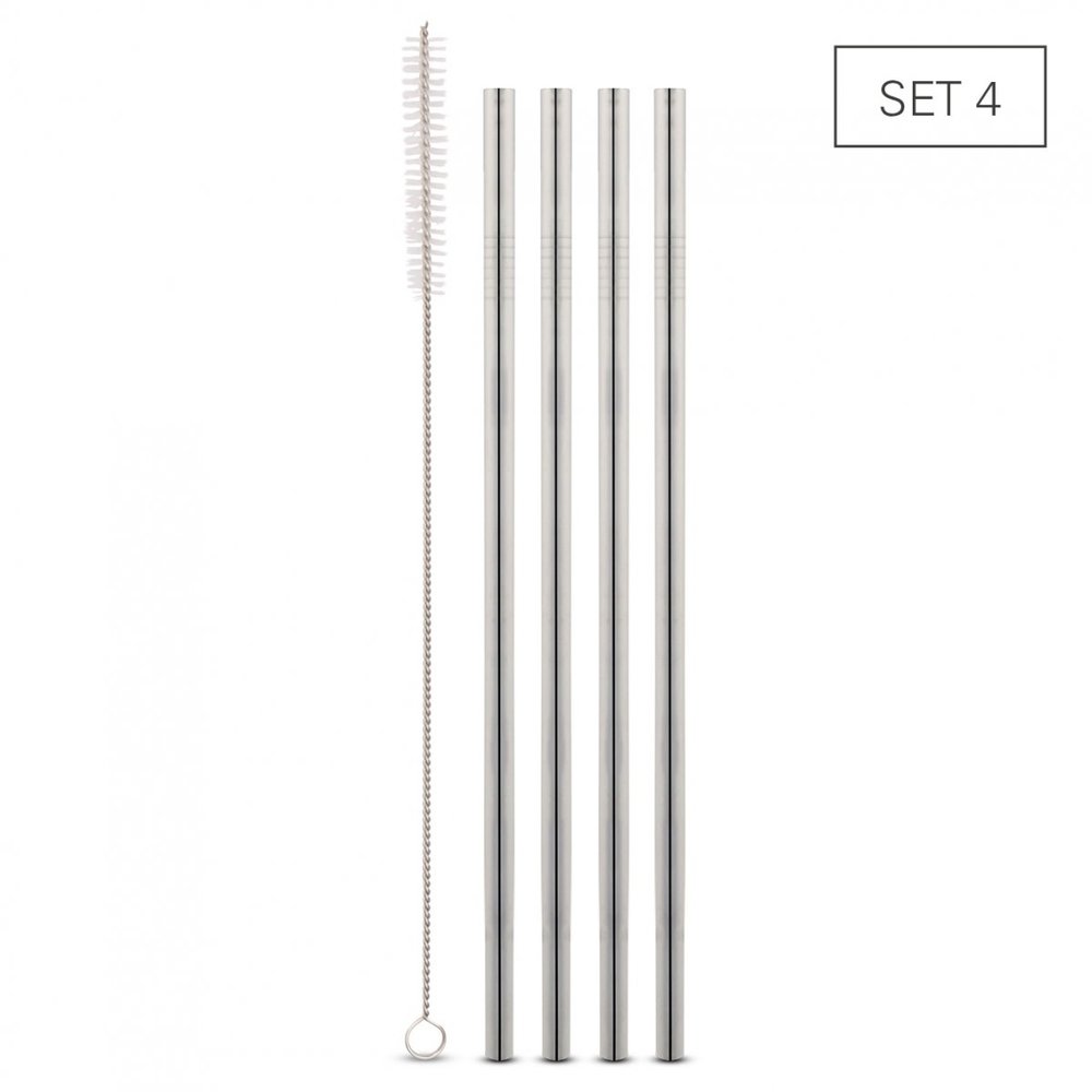 Weis 4 rechte RVS rietjes 6,5mm + borstel Weis 4 rechte RVS rietjes 6,5mm + borstel