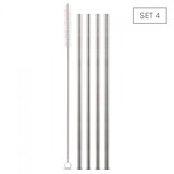 Weis 4 rechte RVS rietjes 6,5mm