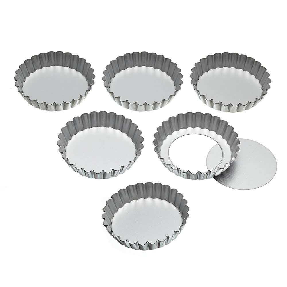 Kitchencraft 6 vlaaivormpjes met losse bodem 10cm