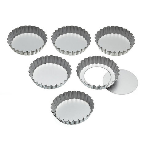 Kitchencraft 6 vlaaivormpjes met losse bodem 10cm