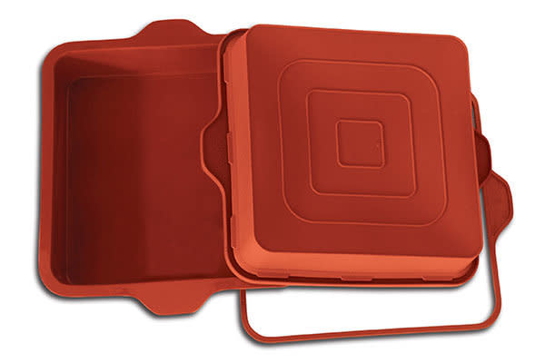 VOSSOT Brownie Bakvorm, siliconen, rechthoekig, 20 × 20 × 5 cm, siliconen bakvorm, siliconen vormen voor het bakken van Brownies Tiramisu met borstel en schraper