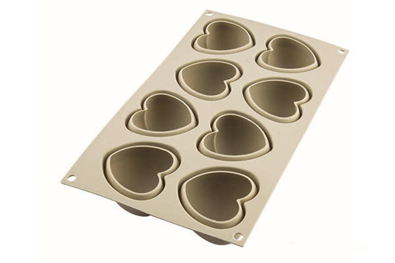 Silikomart 3D siliconen vorm 8x Cuoricino 6,5cm