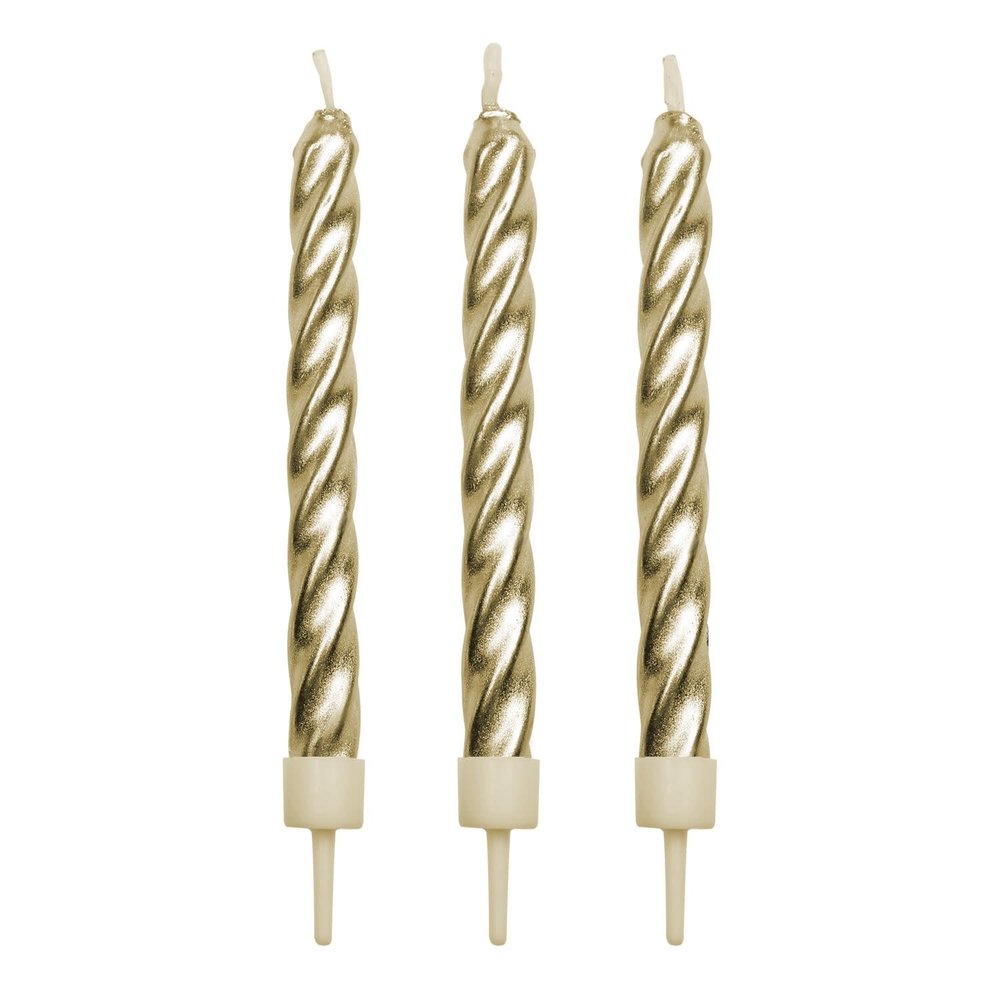 PME 10 gold twist candles with holders