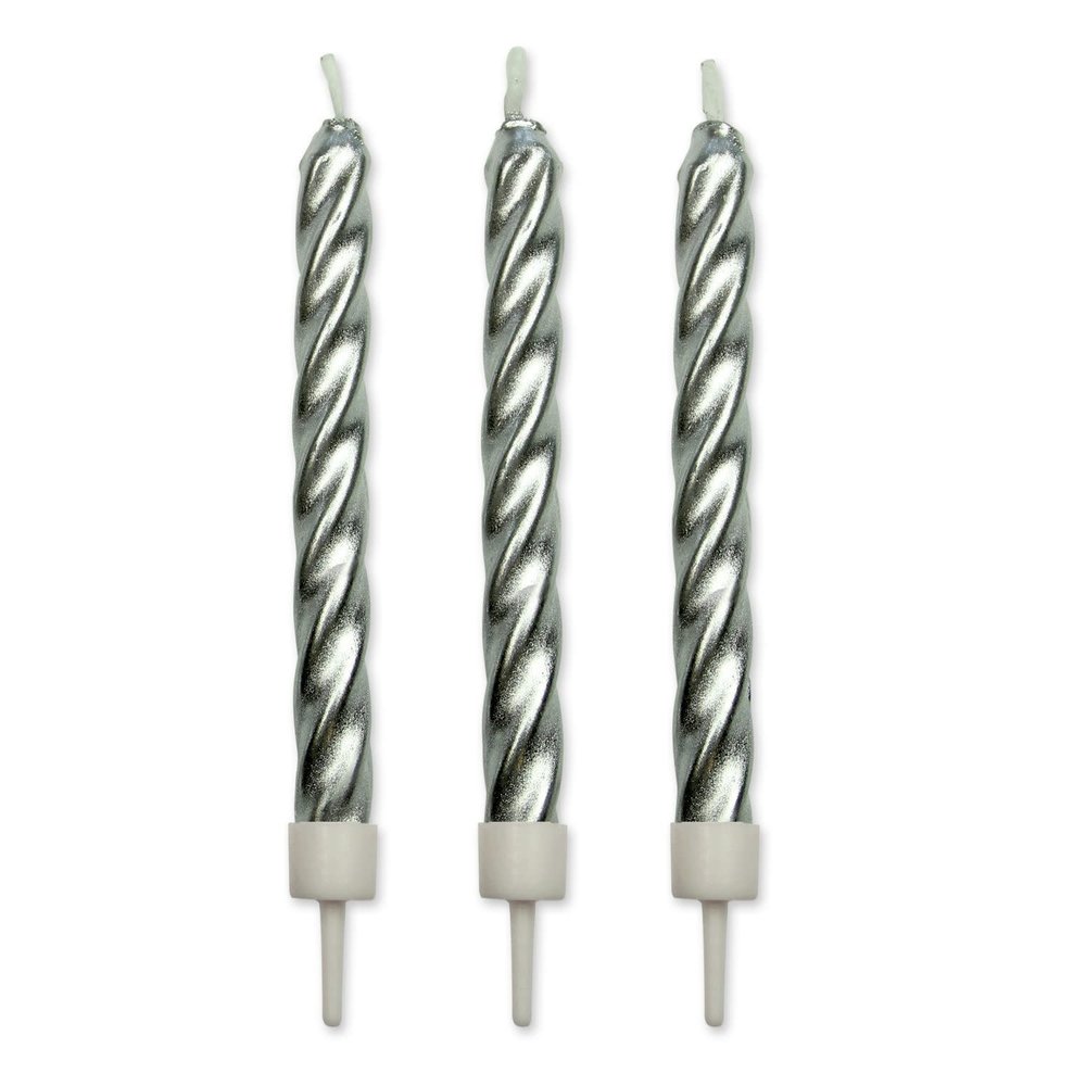 PME 10 silver twist candles with holders