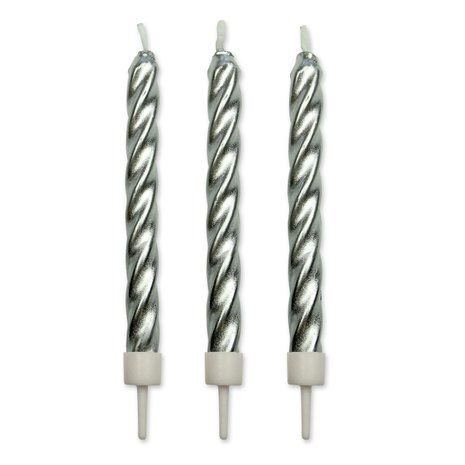 PME 10 silver twist candles with holders
