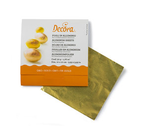 Decora Gold aluminum wrapping foil for chocolates, 10 x 10 cm, pack of 150 Decora Gold aluminum wrapping foil for chocolates, 10 x 10 cm, pack of 150