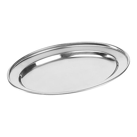 Stainless steel oval serving dish 35x22cm
