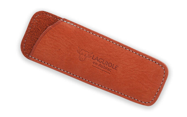Laguiole en Aubrac Nubuck oranje etui voor klapmes 12cm