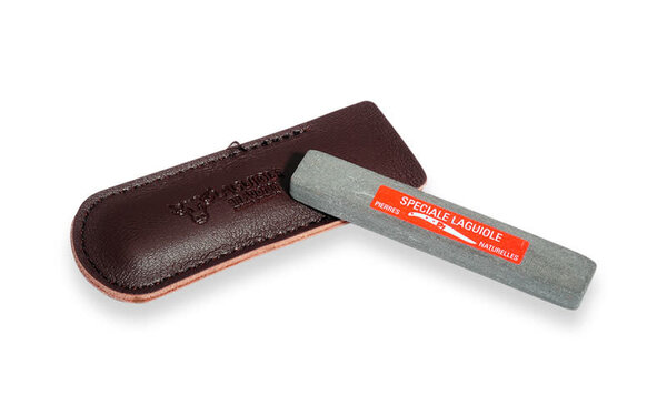 Laguiole en Aubrac Small sharpening stone in leather pouch