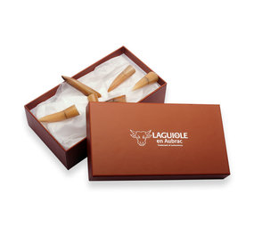 Laguiole en Aubrac Messenlegger set van 6, hoorn Laguiole en Aubrac Messenlegger set van 6, hoorn