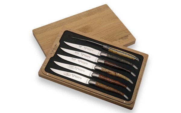 Laguiole en Aubrac 6 mixed burl steak knives Laguiole en Aubrac 6 mixed burl steak knives