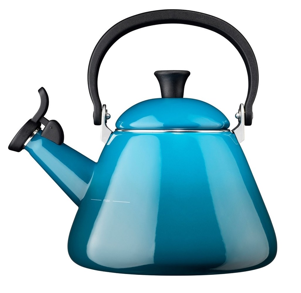 Le Creuset Kone enameled whistling kettle 1.6L deep teal