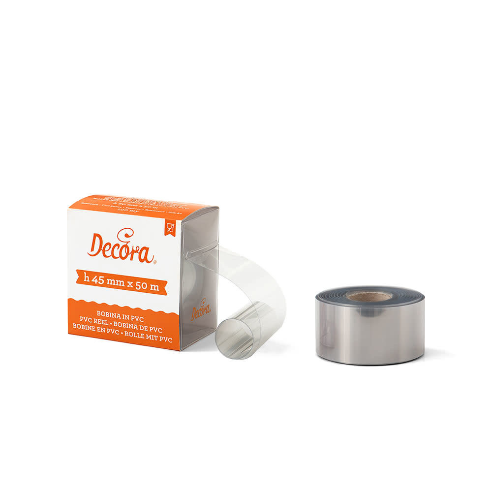 Decora Food-grade PVC acetate strip roll for chocolate collars and bands, 5 cm x 50 m