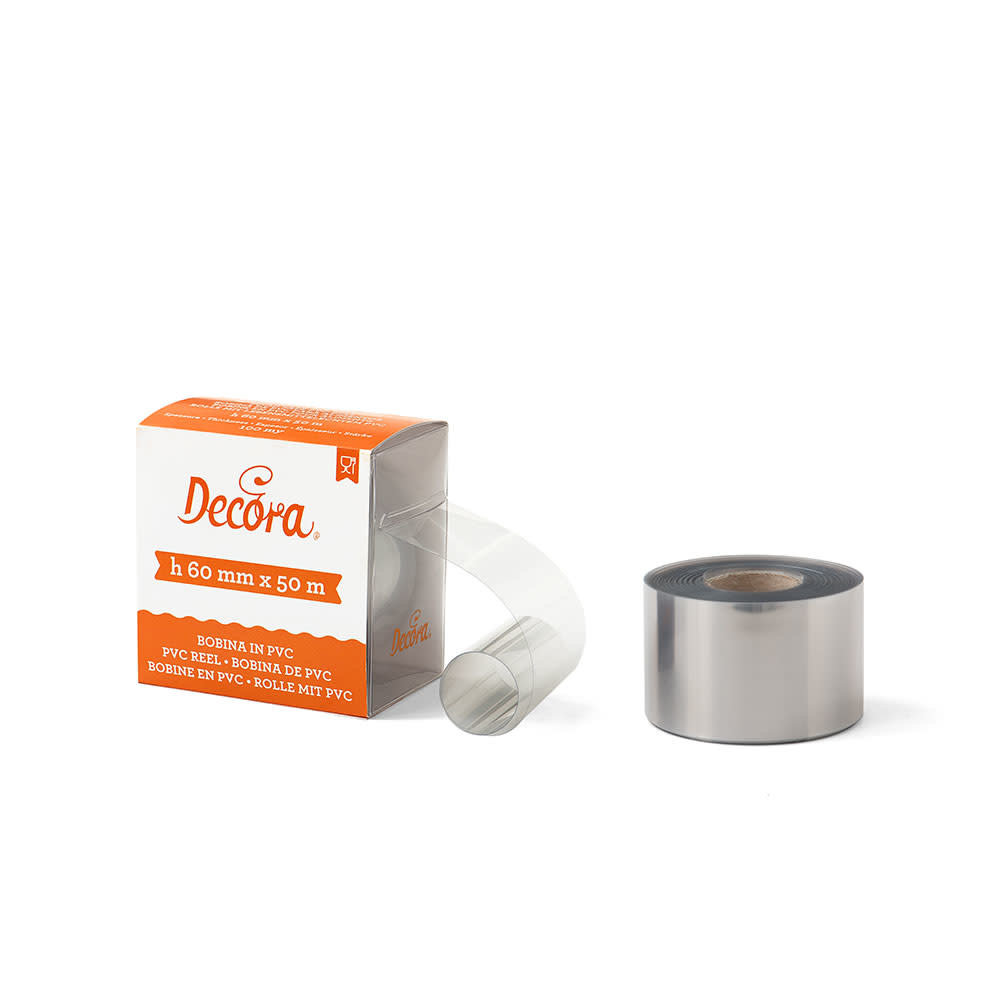 Decora Food-grade PVC acetate strip roll for chocolate collars and bands, 6 cm x 50 m