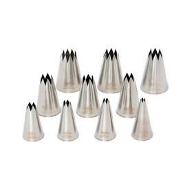 Decora set van 10 spuitmondjes ster 4-18mm Decora set van 10 spuitmondjes ster 4-18mm