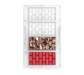 Decora Polycarbonate chocolate mold, brick-pattern bar, 4 cavities