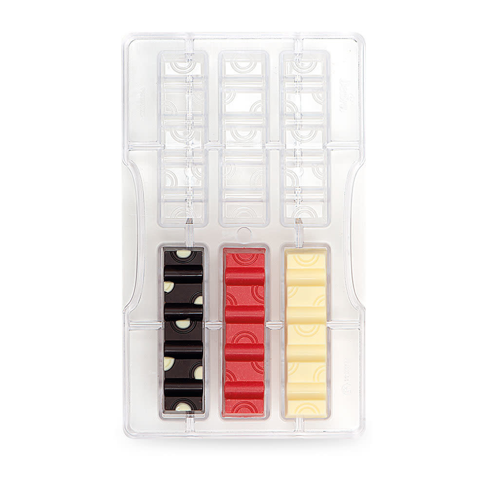 Decora Chocoladevorm polycarbonaat 6 breekrepen met cirkelmotief Decora Chocoladevorm polycarbonaat 6 breekrepen met cirkelmotief