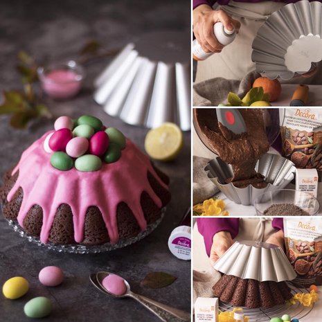Decora High-quality non-stick steel baba and pudding mold, large, 24 cm Decora High-quality non-stick steel baba and pudding mold, large, 24 cm