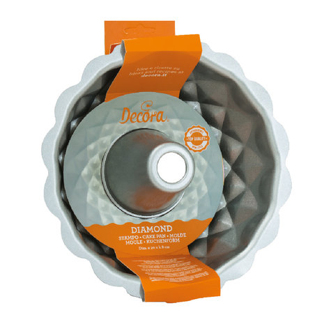 Decora Antiaanbak stalen tulband- en ringcakevorm met diamantmotief, 20 cm Decora Antiaanbak stalen tulband- en ringcakevorm met diamantmotief, 20 cm