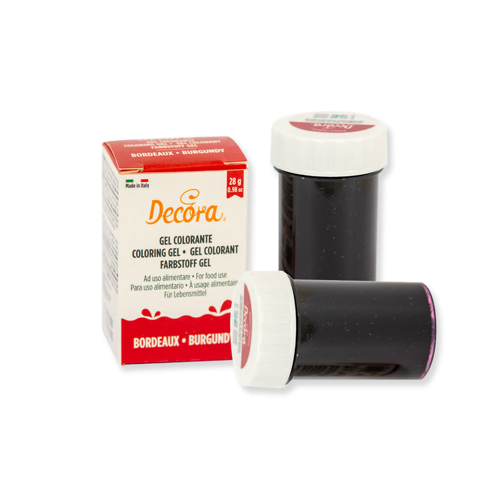 Decora Intense bordeaux gel food color for batters, creams and fondant, 28 g
