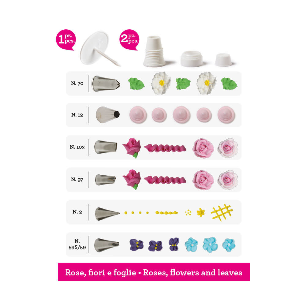 Decora Piping nozzles rose, flowers and leaves set