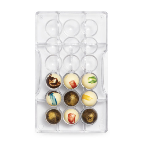 Decora Professional polycarbonate half-sphere chocolate mold, 25 x 10 mm