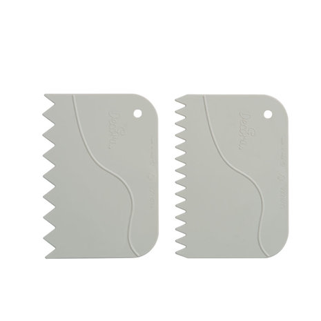 Decora Set of 2 plastic decorating scrapers with serrated edge Decora Set of 2 plastic decorating scrapers with serrated edge