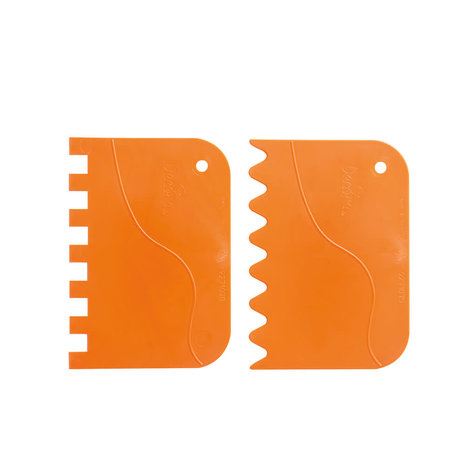 Decora Set of 2 plastic decorating scrapers with wavy and comb edges Decora Set of 2 plastic decorating scrapers with wavy and comb edges