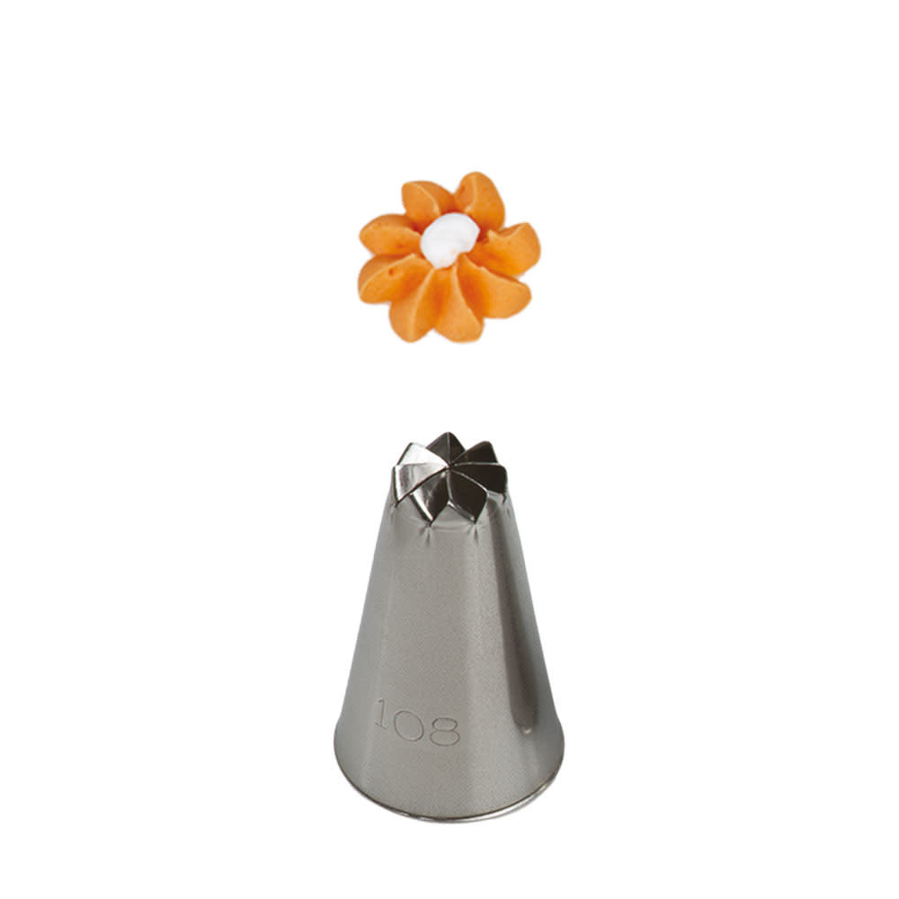 Decora Seamless stainless steel flower piping nozzle, model no. 108