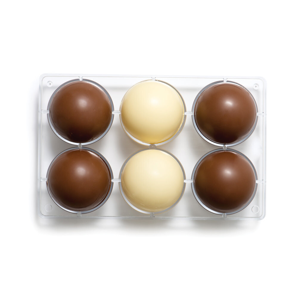 Decora Professionele polycarbonaat halve bol chocoladevorm, 75 x 25 mm