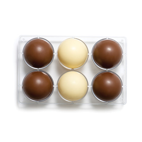 Decora Professional polycarbonate half-sphere chocolate mold, 75 x 25 mm