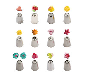 Decora 3D flower piping nozzle set, 12 pieces, no. 1