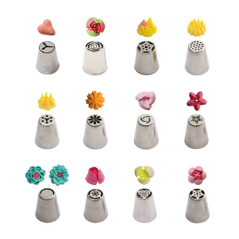 Decora Plastic cassette met 12 roestvrijstalen spuitmonden voor 3D-bloemen, nr. 1