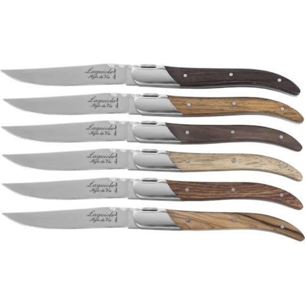 Laguiole style de vie Laguiole set of 6 steak knives with verious wood types handles Laguiole style de vie Laguiole set of 6 steak knives with verious wood types handles